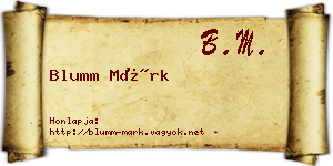 Blumm Márk névjegykártya